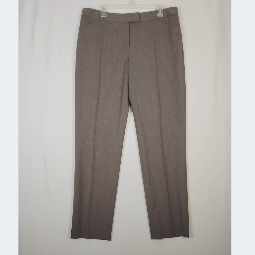 Lafayette 148 New York Irving Brown Melange Straight Leg Dress Pants Womens 12